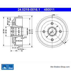 ATE Original zweiteilige Bremstrommel (24021800161) für Citroën, Peugeot