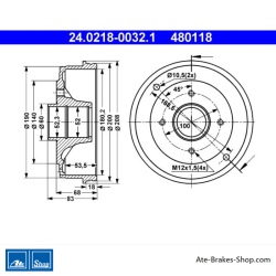 ATE Original 2 Pieces Brake Drum (24021800321) for Dacia, Renault