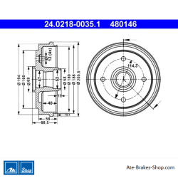 ATE Originele 2-delige remtrommel (24021800351) voor Chevrolet, Daewoo