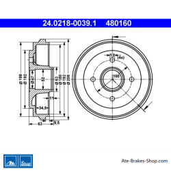ATE Originele 2-delige remtrommel (24021800391) voor Nissan, Opel, Suzuki