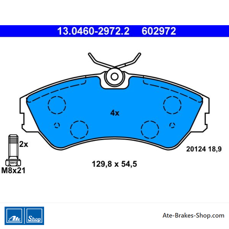 ATE originale Bremsbeläge (13046029722) für Volkswagen (VW)