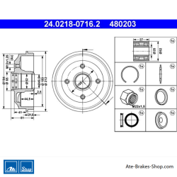 ATE Original 2 Pieces Brake Drum (24021807162) for Citroën, Peugeot