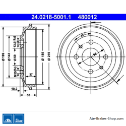 ATE Original 2 Pieces Brake Drum (24021850011) for Abarth, Fiat, Lancia, Seat