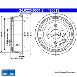 ATE Originele 2-delige remtrommel (24022000012) voor Chevrolet, Daewoo, Opel, Vauxhall