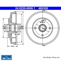 ATE Original 2 Pieces Brake Drum (24022000061) for Kia