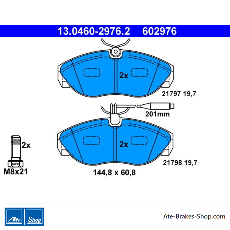 ATE pastillas de freno originales (13046029762) para Citroën, Fiat, Peugeot