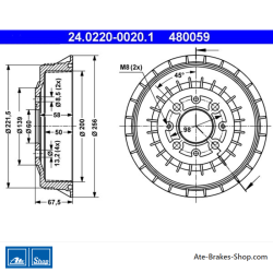 ATE Original 2 Pieces Brake Drum (24022000201) for Lada
