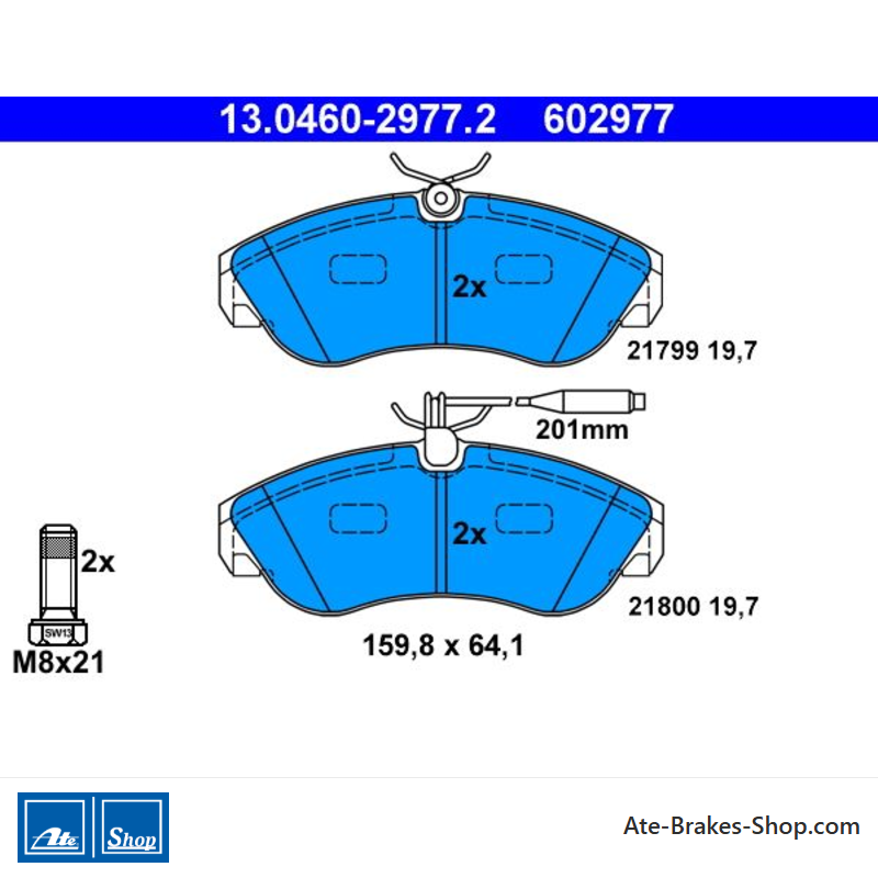 ATE originale Bremsbeläge (13046029772) für Citroën, Fiat, Peugeot