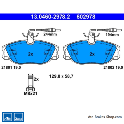ATE originale Bremsbeläge (13046029782) für Citroën, Fiat, Lancia, Peugeot