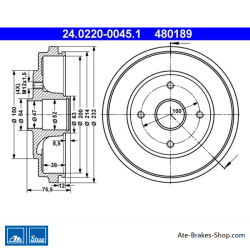 ATE Caisse de frein originale en 2 pièces (24022000451) pour Opel, Suzuki