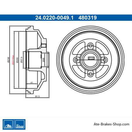 ATE Caisse de frein originale en deux pièces (24022000491) pour Opel, Suzuki