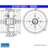 ATE Tambour de frein original en 2 pièces (24022030092) pour Ford, Mazda
