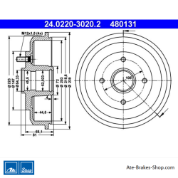 ATE Originele 2-delige remtrommel (24022030202) voor Ford, SsangYong