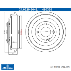 ATE Caisse de frein originale en 2 pièces (24022030461) pour Hyundai, Kia