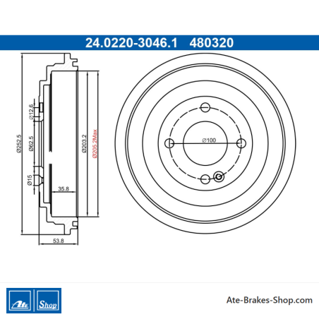 ATE Original 2 Pieces Brake Drum (24022030461) for Hyundai, Kia