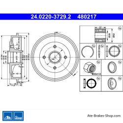ATE Originele 2-delige remtrommel (24022037292) voor Citroën, Peugeot
