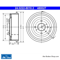 ATE Original zweiteilige Bremstrommel (24022280102) für Ford