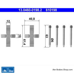 ATE Original brake pad accessories kit (13046001982) for Opel