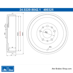 ATE Tambor de freno original de 2 piezas (24022280421) para Fiat, Opel