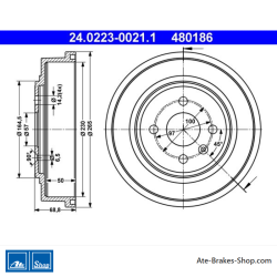 ATE Original 2 Pieces Brake Drum (24022300211) for Opel