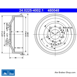 ATE Originaler zweiteiliger Bremstrommel (24022540021) für Citroën, Fiat, Peugeot