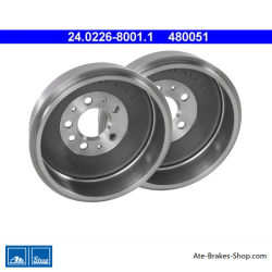 ATE Tambor de freno original de 2 piezas (24022680011) para Volkswagen (VW)