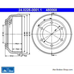 ATE Original Brake Drum (24022800011) for Ford