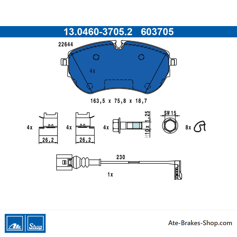 ATE pastillas de freno originales (13046037052) para Volkswagen (VW)