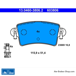 ATE originale Bremsbeläge (13046038062) für Nissan, Opel, Renault
