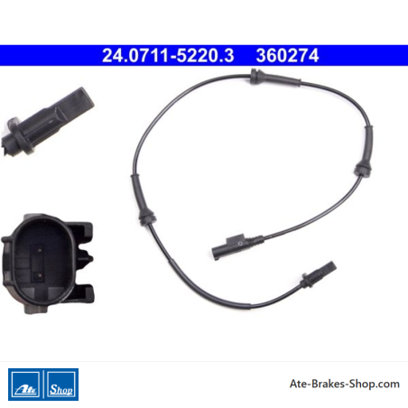 ATE Original wheel speed sensor (24071152203) for Abarth, Fiat, Ford