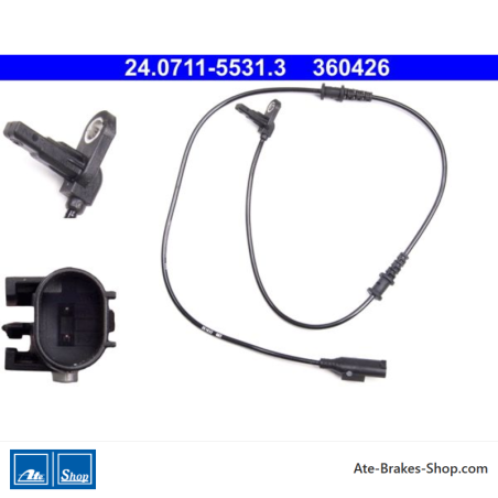 ATE Original wheel speed sensor (24071155313) for Mercedes-Benz, Volkswagen (VW)