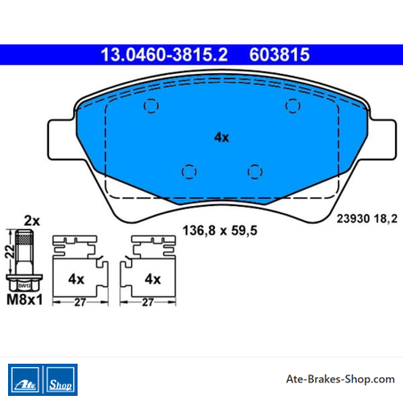 ATE pastillas de freno originales (13046038152) para Renault