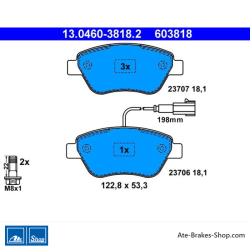 ATE original brake pads (13046038182) for Citroën, Fiat, Lancia, Peugeot
