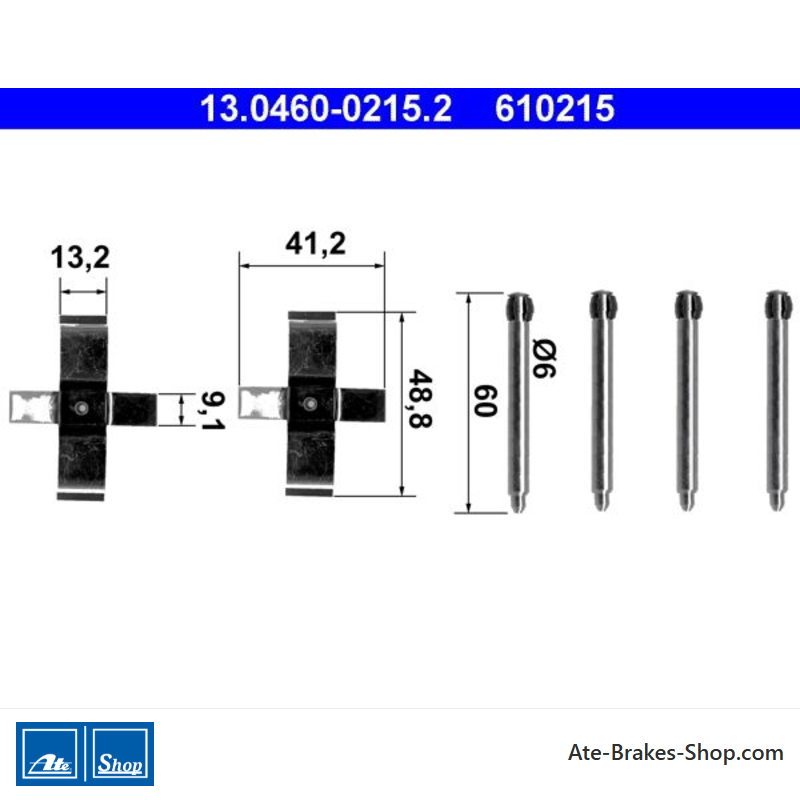 ATE Kit original de accesorios para pastillas de freno (13046002152) para Mercedes-Benz