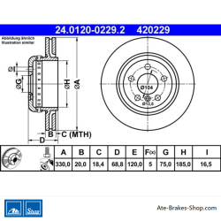 2 pieces of ATE original Brake Disk (24012002292) for BMW
