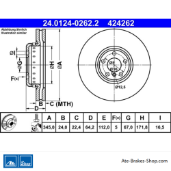 2 pieces of ATE original Brake Disk (24012402622) for BMW, Toyota