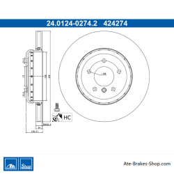 2 pieces of ATE original Brake Disk (24012402742) for BMW