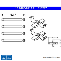 ATE Original brake pad accessories kit (13046002172) for Opel, Saab