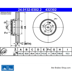 ATE Disque de frein en 2 pièces (2401320302202) pour Mercedes