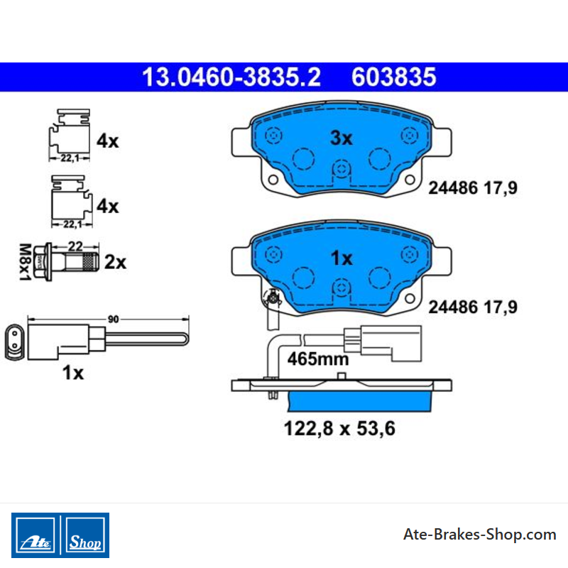 ATE plaquettes de frein d’origine (13046038352) pour Ford