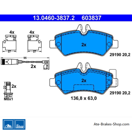 ATE originale Bremsbeläge (13046038372) für Mercedes-Benz
