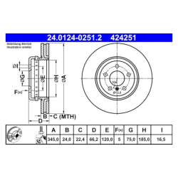 2 Pieces ATE Brake Disc (2401240251202) for BMW