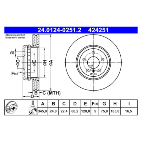2 Pieces ATE Brake Disc (2401240251202) for BMW