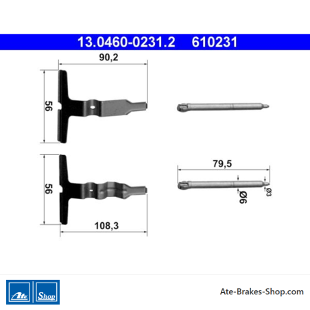 ATE Original brake pad accessories kit (13046002312) for Mercedes-Benz
