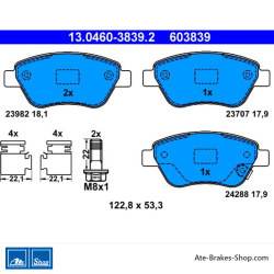ATE original brake pads (13046038392) for Opel