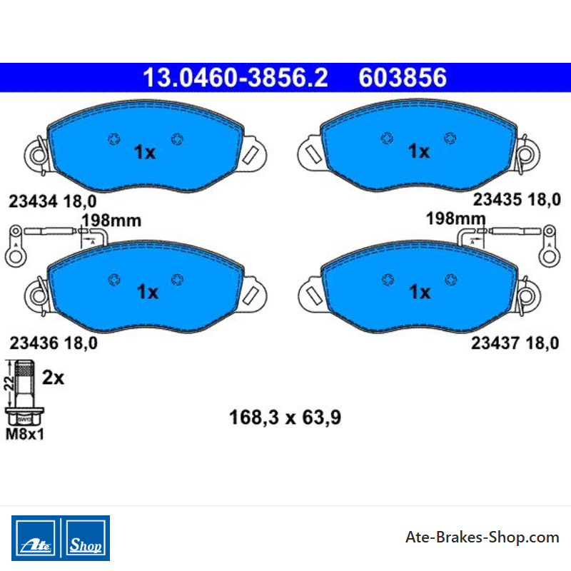 ATE originalen Bremsbeläge (13046038562) für Nissan