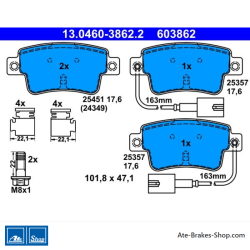 ATE originalen Bremsbeläge (13046038622) für Abarth, Fiat