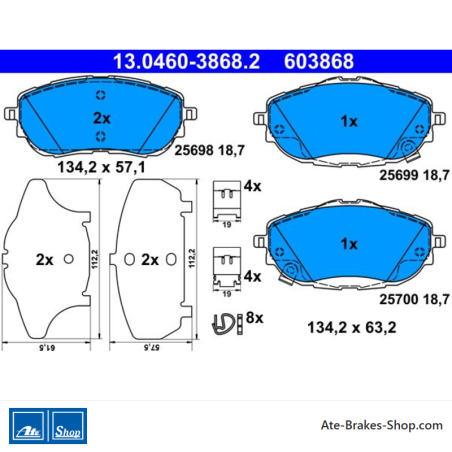 ATE originalen Bremsbelägen (13046038682) für Toyota