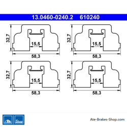 ATE Originele remblok-accessoirekit (13046002402) voor Dacia, Renault