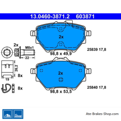 ATE originale Bremsbeläge (13046038712) für Citroën, Opel, Peugeot, Toyota, Vauxhall
